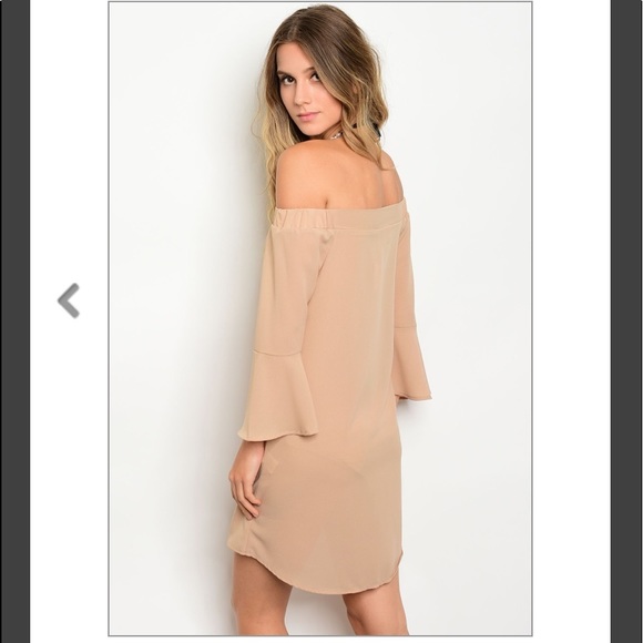 🎈2/$20🎈 Available Tan Off-the-shoulder Dress - Picture 2 of 2